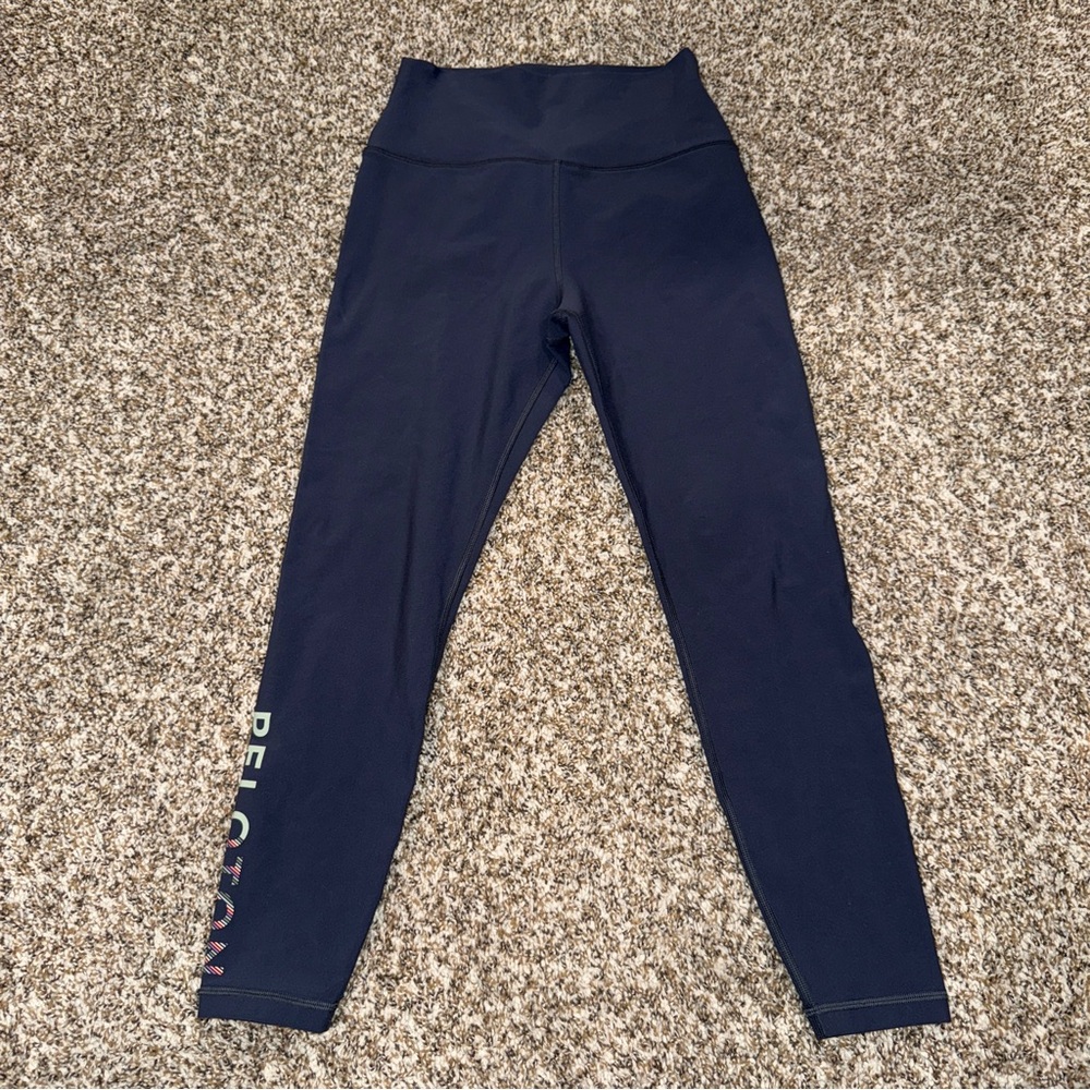 PELOTON Cadence Cycling Leggings Sz Medium Steel Blue High Waist Capri Length